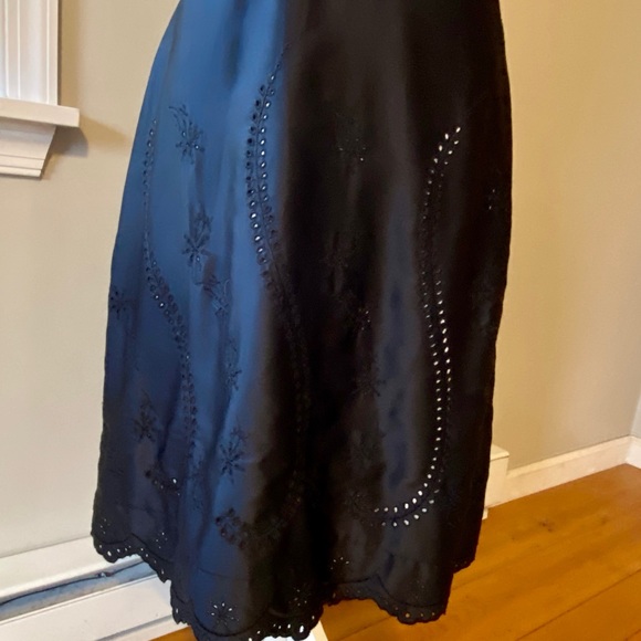 WHBM Dress Satin Halter Top Eyelet Lace Nude Lined Black Cocktail M 8 - Picture 6 of 15